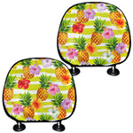 Yellow Striped Pineapple Pattern Print Car Headrest Covers