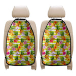 Yellow Striped Pineapple Pattern Print Car Seat Organizers