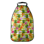 Yellow Striped Pineapple Pattern Print Car Seat Organizers