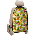 Yellow Striped Pineapple Pattern Print Car Seat Organizers