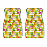 Yellow Striped Pineapple Pattern Print Front Car Floor Mats