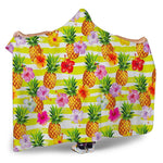 Yellow Striped Pineapple Pattern Print Hooded Blanket