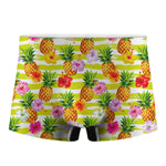 Yellow Striped Pineapple Pattern Print Men's Boxer Briefs