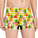Yellow Striped Pineapple Pattern Print Men's Boxer Briefs