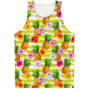 Yellow Striped Pineapple Pattern Print Men's Tank Top