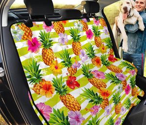 Yellow Striped Pineapple Pattern Print Pet Car Back Seat Cover