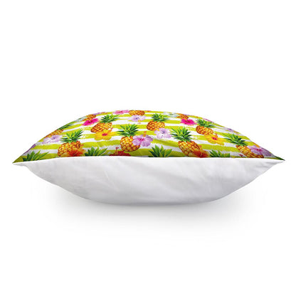 Yellow Striped Pineapple Pattern Print Pillow Cover