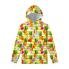 Yellow Striped Pineapple Pattern Print Pullover Hoodie