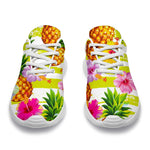 Yellow Striped Pineapple Pattern Print Sport Shoes GearFrost