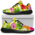 Yellow Striped Pineapple Pattern Print Walking Shoes