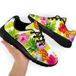 Yellow Striped Pineapple Pattern Print Sport Shoes GearFrost