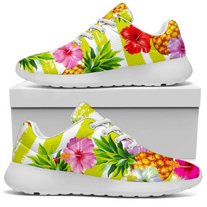 Yellow Striped Pineapple Pattern Print Sport Shoes GearFrost