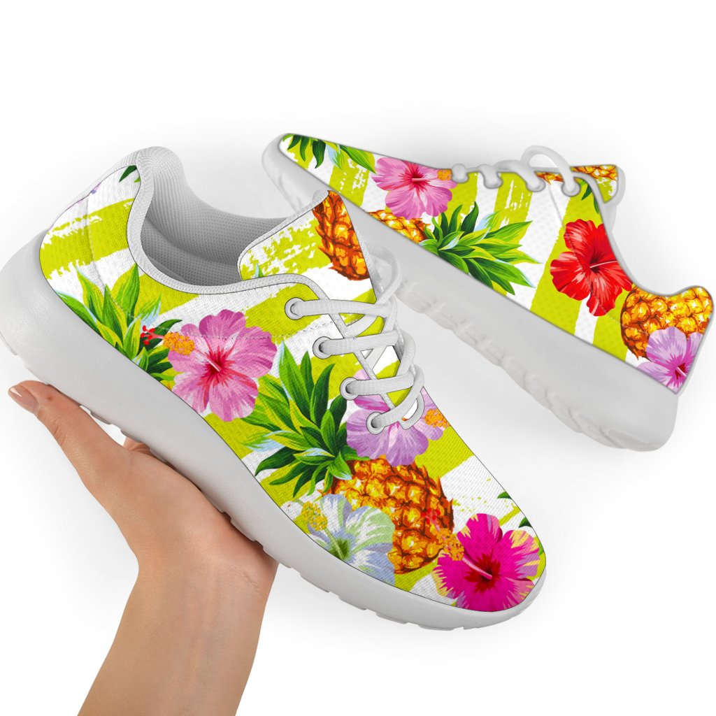 Yellow Striped Pineapple Pattern Print Sport Shoes GearFrost