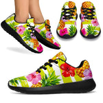 Yellow Striped Pineapple Pattern Print Sport Shoes GearFrost