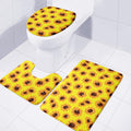 Yellow Sunflower Pattern Print 3 Piece Bath Mat Set