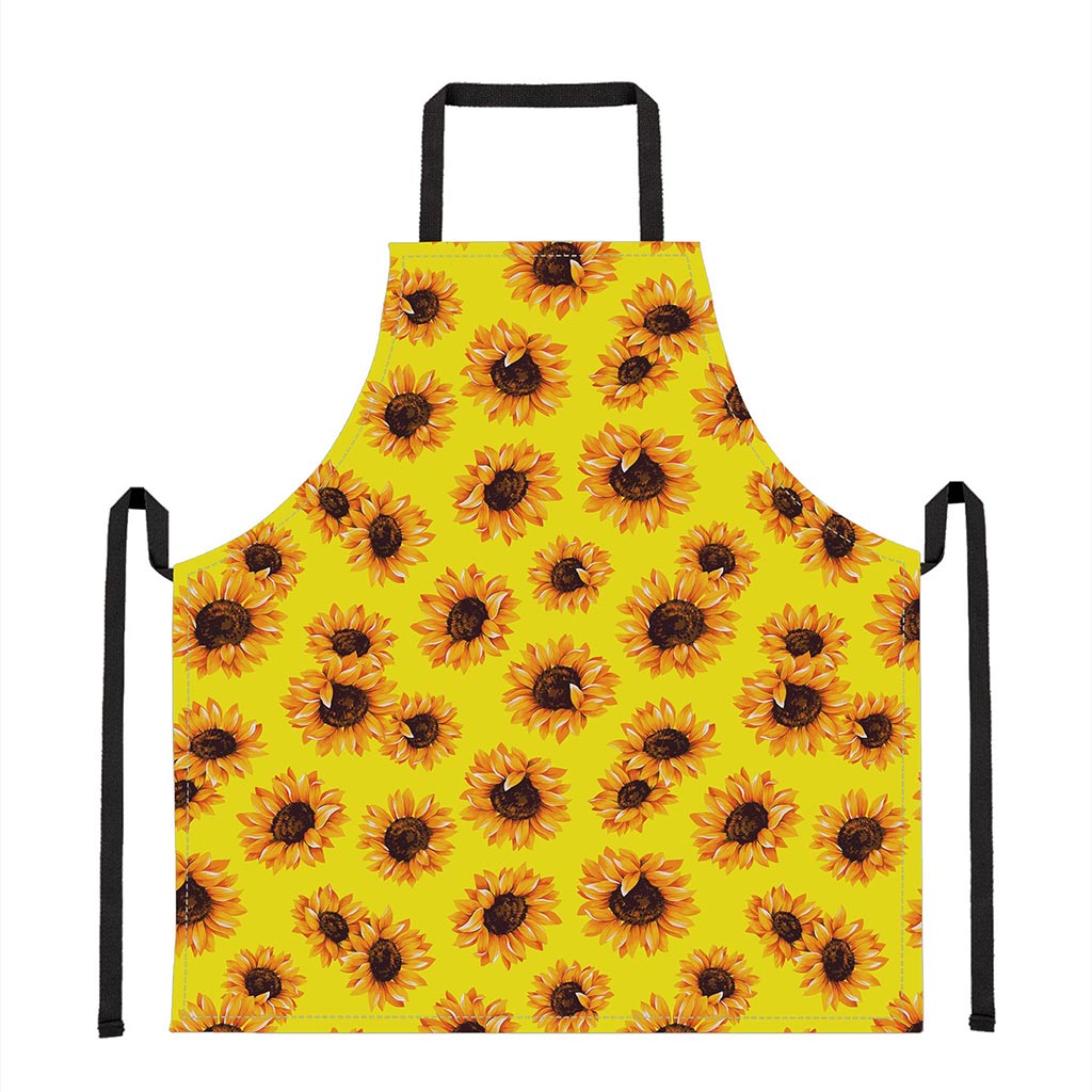 Yellow Sunflower Pattern Print Apron