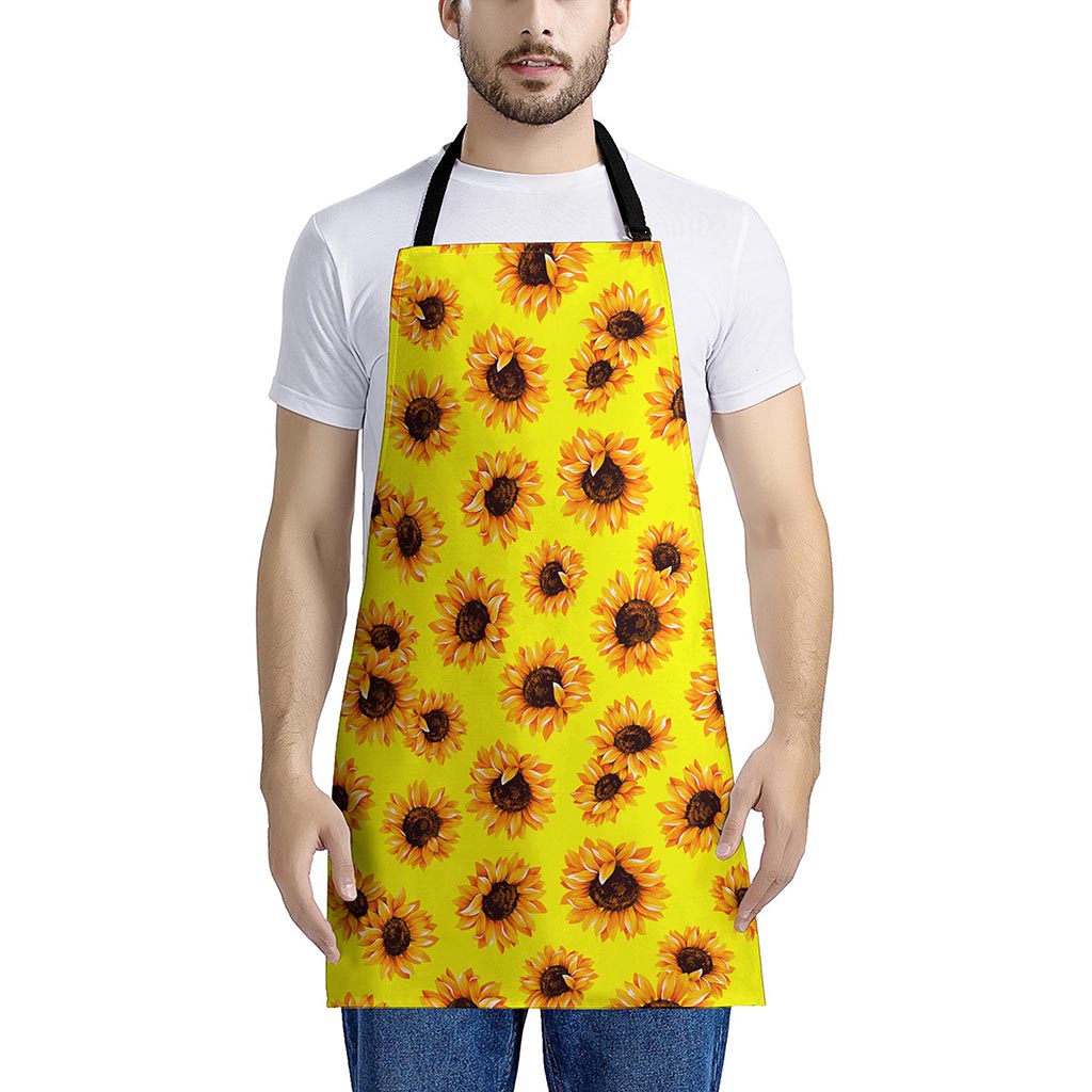 Yellow Sunflower Pattern Print Apron