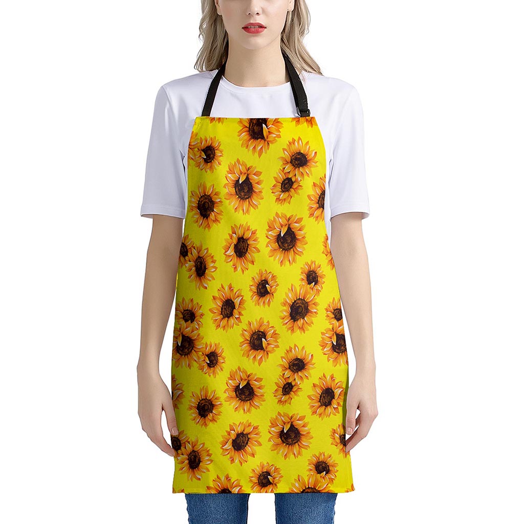 Yellow Sunflower Pattern Print Apron