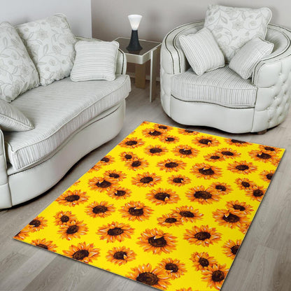 Yellow Sunflower Pattern Print Area Rug GearFrost