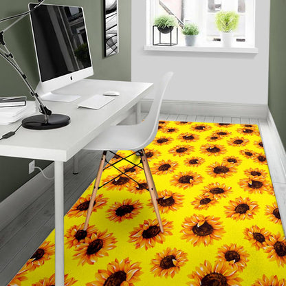 Yellow Sunflower Pattern Print Area Rug GearFrost