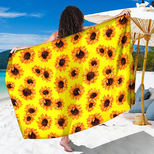 Yellow Sunflower Pattern Print Beach Sarong Wrap