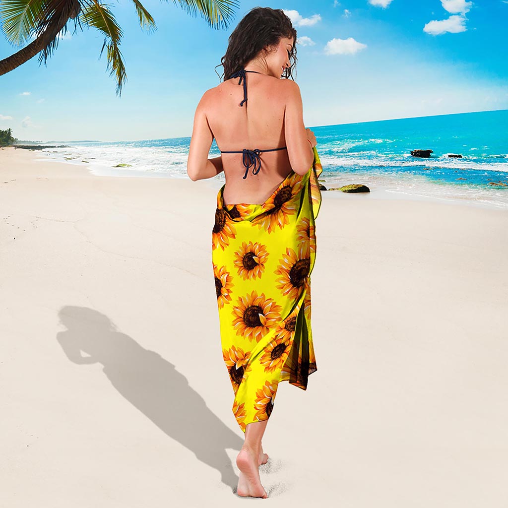 Yellow Sunflower Pattern Print Beach Sarong Wrap