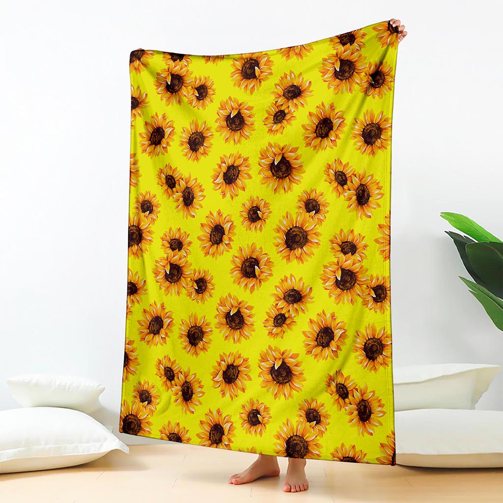Yellow Sunflower Pattern Print Blanket