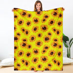 Yellow Sunflower Pattern Print Blanket