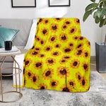 Yellow Sunflower Pattern Print Blanket
