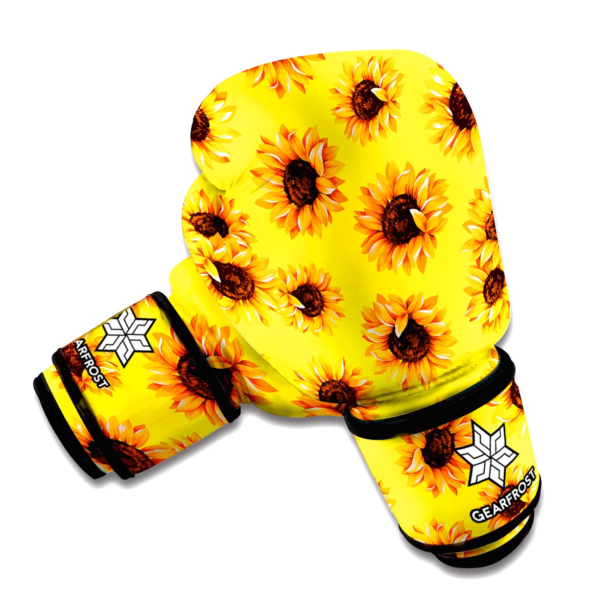 Yellow Sunflower Pattern Print Boxing Gloves