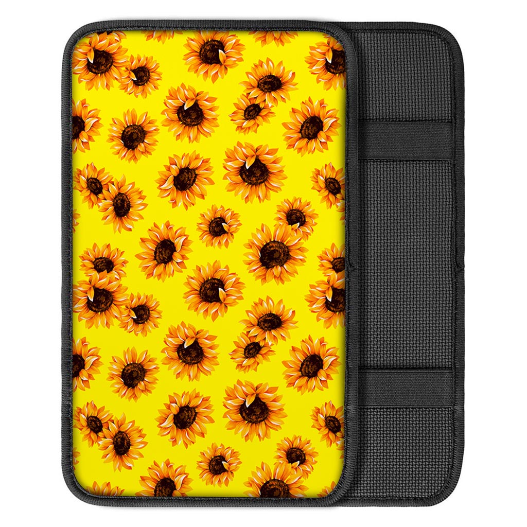 Yellow Sunflower Pattern Print Car Center Console Cover