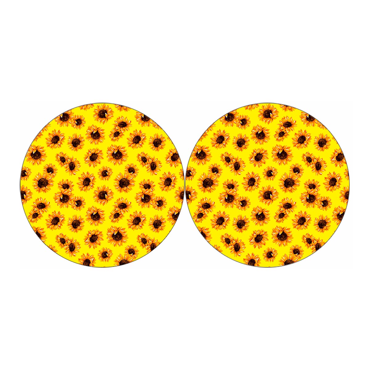 Yellow Sunflower Pattern Print Car Coasters