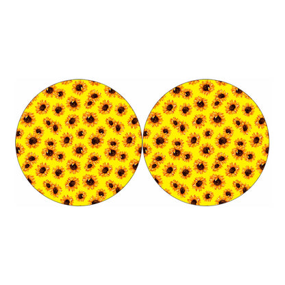 Yellow Sunflower Pattern Print Car Coasters