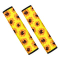 Yellow Sunflower Pattern Print Car Seat Belt Covers