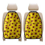 Yellow Sunflower Pattern Print Car Seat Organizers