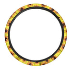 Yellow Sunflower Pattern Print Car Steering Wheel Cover