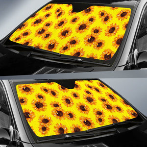 Yellow Sunflower Pattern Print Car Sun Shade GearFrost