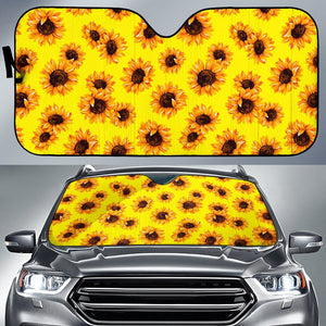 Yellow Sunflower Pattern Print Car Sun Shade GearFrost