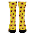Yellow Sunflower Pattern Print Crew Socks