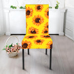 Yellow Sunflower Pattern Print Dining Chair Slipcover