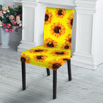 Yellow Sunflower Pattern Print Dining Chair Slipcover