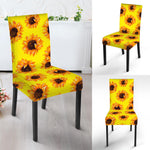 Yellow Sunflower Pattern Print Dining Chair Slipcover