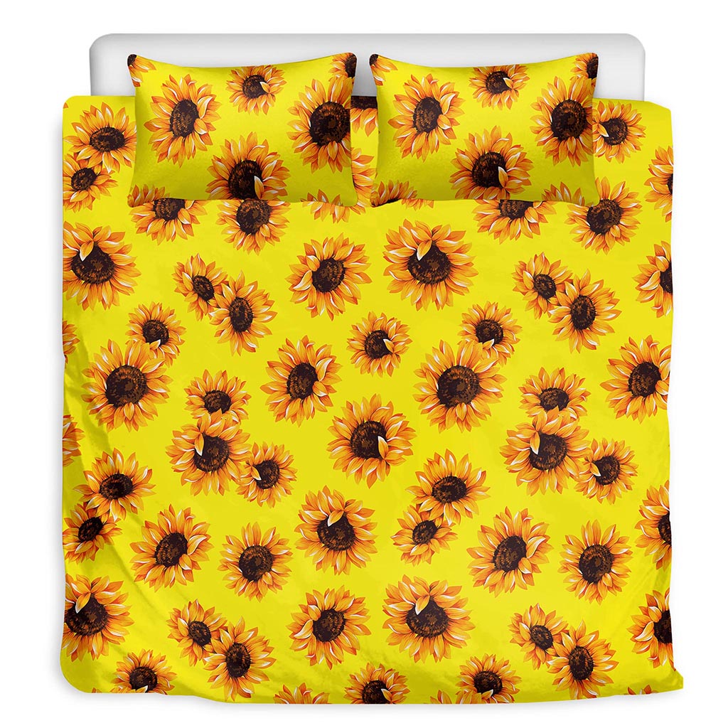 Yellow Sunflower Pattern Print Duvet Cover Bedding Set