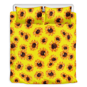Yellow Sunflower Pattern Print Duvet Cover Bedding Set