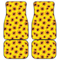 Yellow Sunflower Pattern Print Front and Back Car Floor Mats