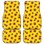 Yellow Sunflower Pattern Print Front and Back Car Floor Mats