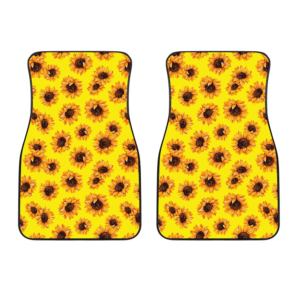 Yellow Sunflower Pattern Print Front Car Floor Mats