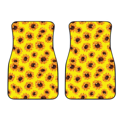 Yellow Sunflower Pattern Print Front Car Floor Mats