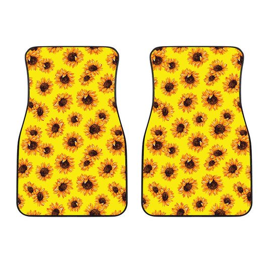 Yellow Sunflower Pattern Print Front Car Floor Mats