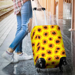 Yellow Sunflower Pattern Print Luggage Cover GearFrost